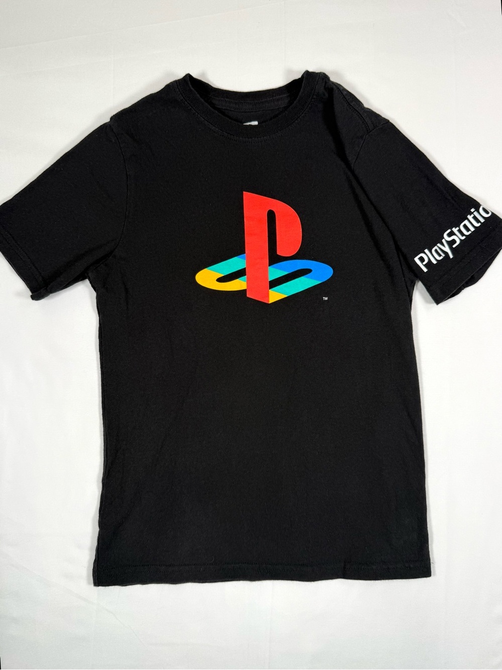 PLAYSTATION Boys Graphic Logo T Shirt M 8 Black Sony Gaming Gamer Official